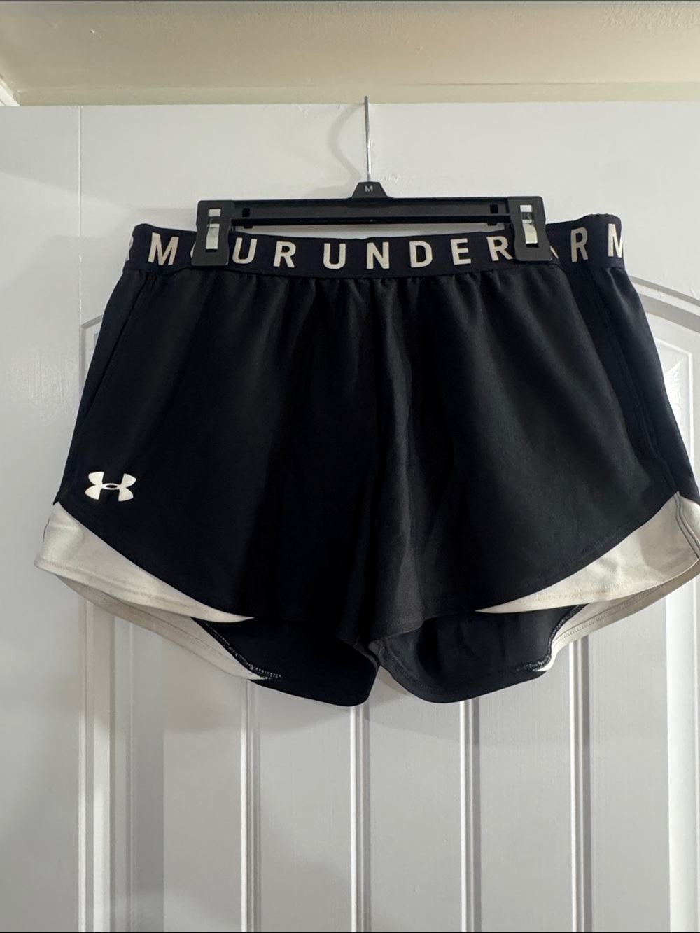 Under Armour Black Women's Layered Athletic Shorts with White Trim